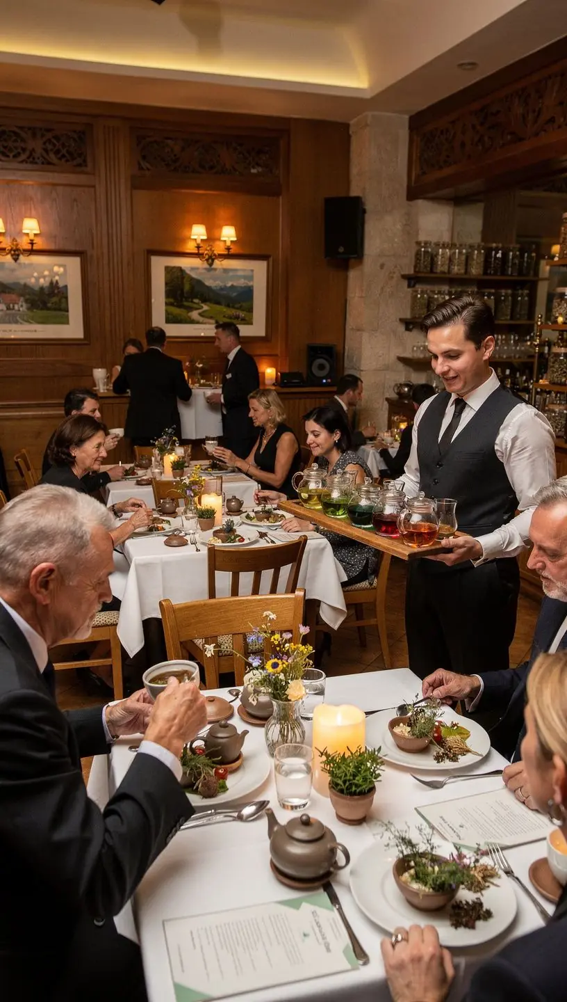 Zelené čajové lístky rozložené na plátne s jemným svetlom sviečky.