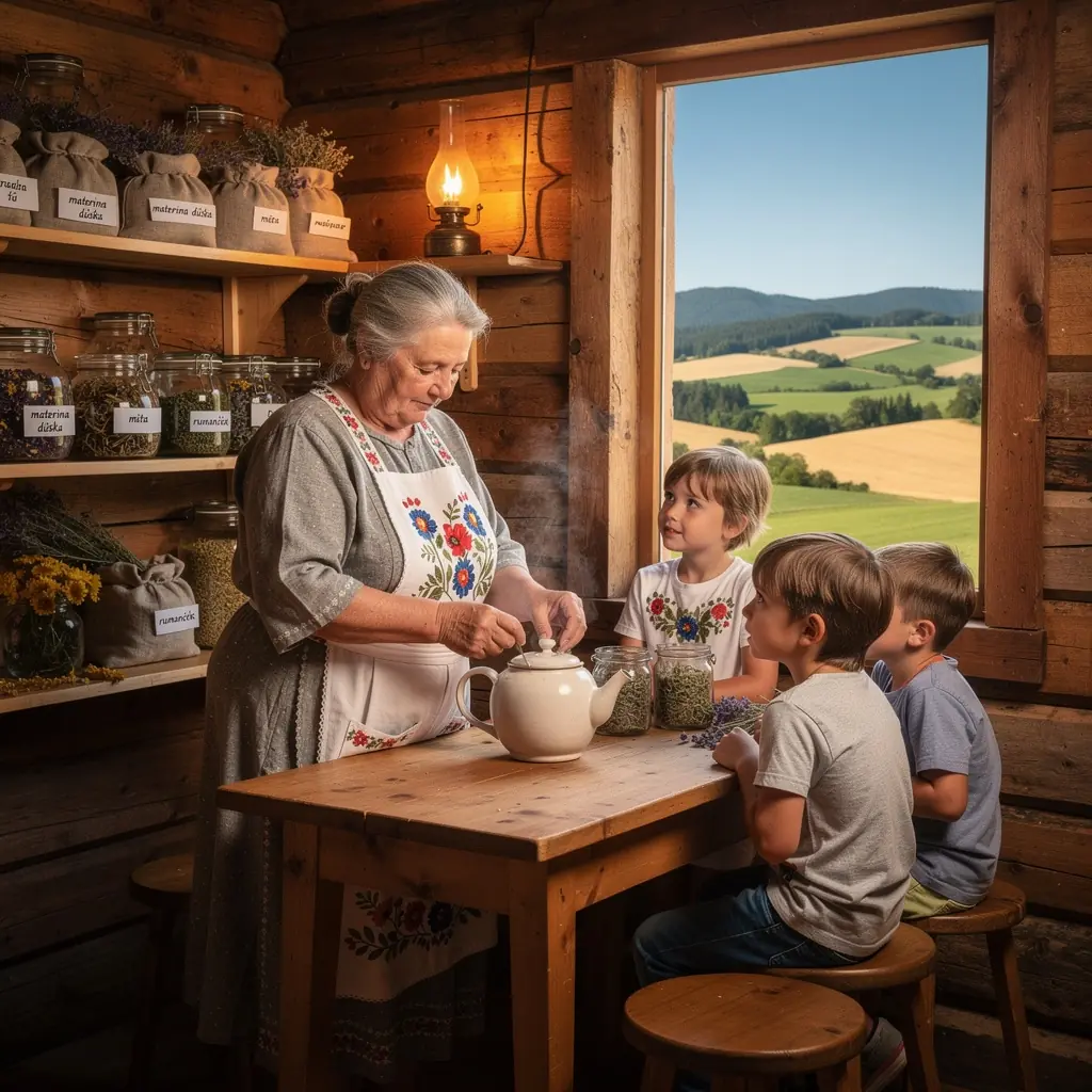 Pohľad na lúku s bylinkami, z ktorých sa pripravujú čaje na upokojenie.