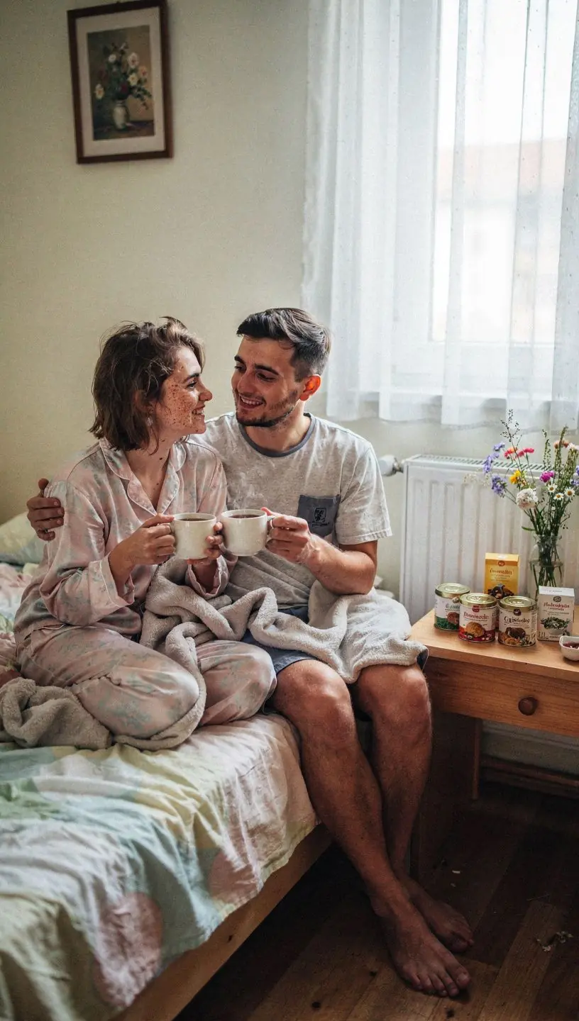 Relaxujúca atmosféra s čajom, sviečkami a otvorenou knihou na stole.